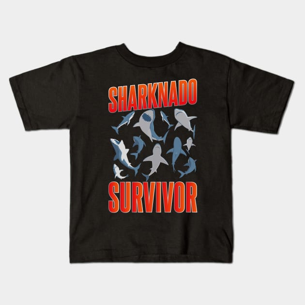 Sharknado Survivor Kids T-Shirt by Meta Cortex